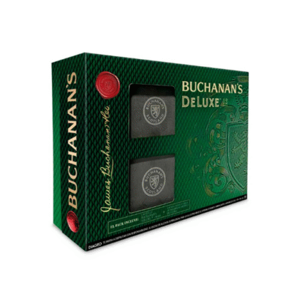 ESTUCHE WHISKY BUCHANANS 12 AÑOS + 4 PORTAVASOS Y TABLA DE P