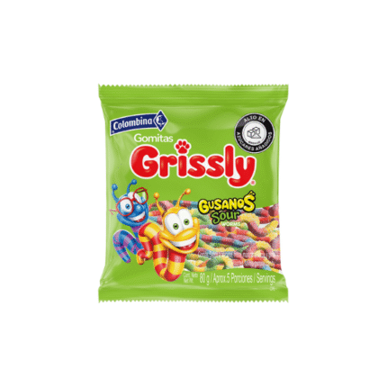 GOMAS GRISSLY  SOUR GUSANOS UNIDAD *80GR*24