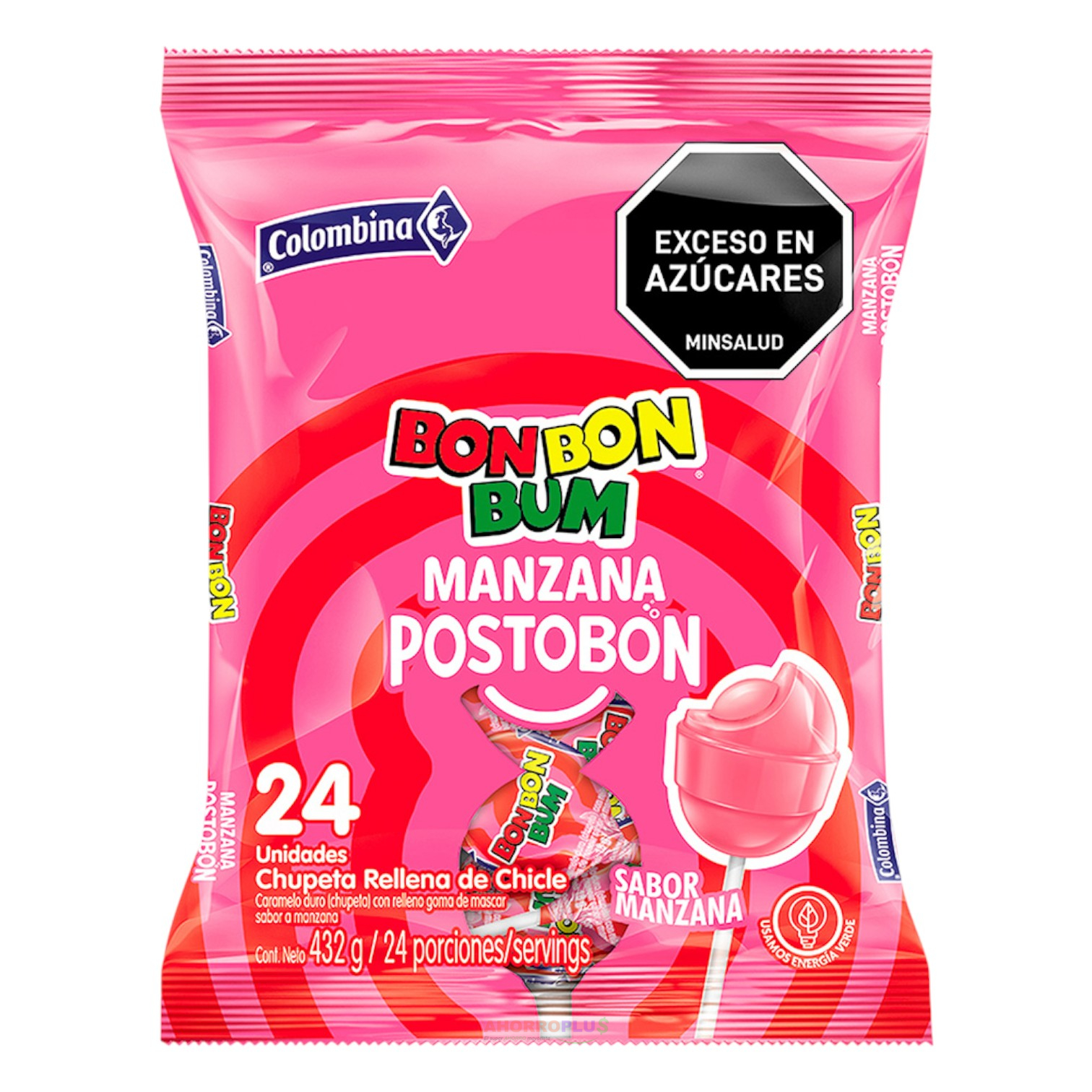CHUPETA BONBONBUM MANZANA POSTOBON *15 *24UND