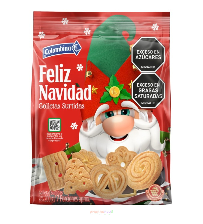 NVD GALLETAS FELIZ NAVIDAD 200GR COLOMBINA CJ*12