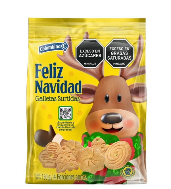 NVD GALLETAS FELIZ NAVIDAD COLOMBINA 130GR CJ*24